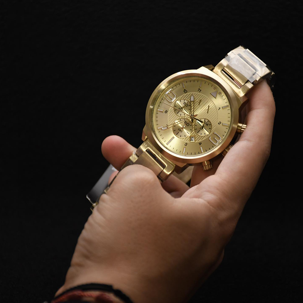 RELOJ ARMANI EXCHANGE HOMBRE ANÁLOGO AX1368 ATLC FECHA CRONOMETRO DORADO ACERO INOXIDABLE - 3