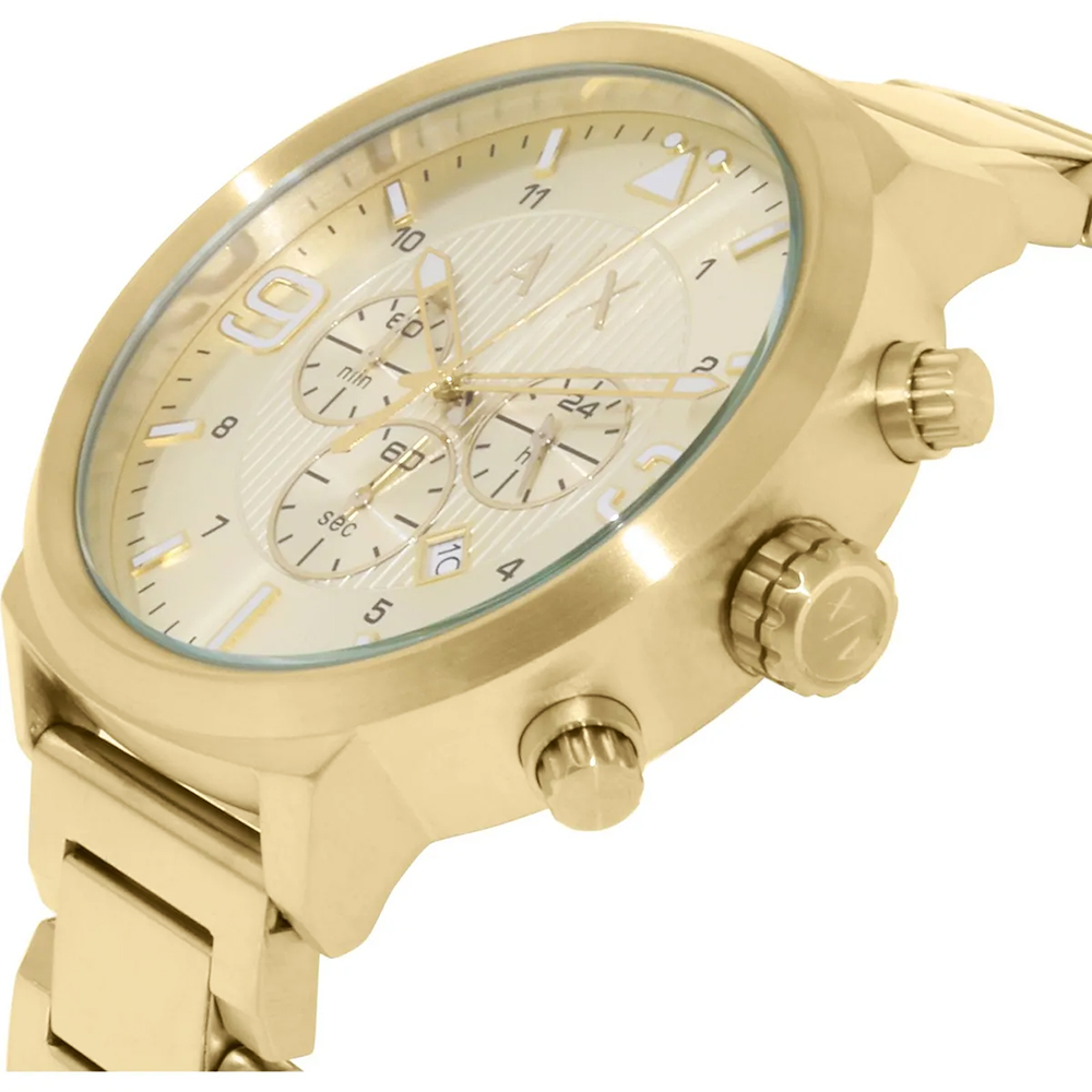 RELOJ ARMANI EXCHANGE HOMBRE ANÁLOGO AX1368 ATLC FECHA CRONOMETRO DORADO ACERO INOXIDABLE - 4