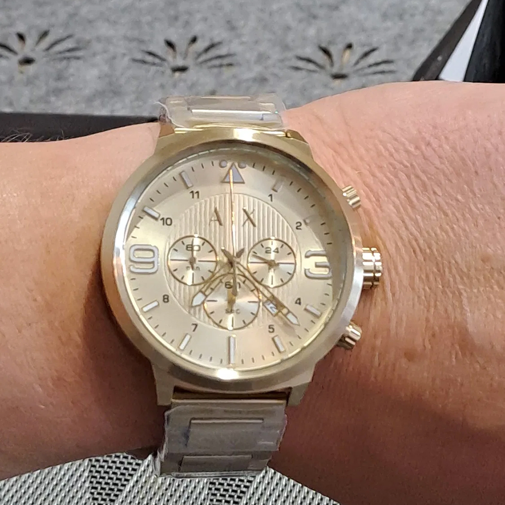 RELOJ ARMANI EXCHANGE HOMBRE ANÁLOGO AX1368 ATLC FECHA CRONOMETRO DORADO ACERO INOXIDABLE - 5