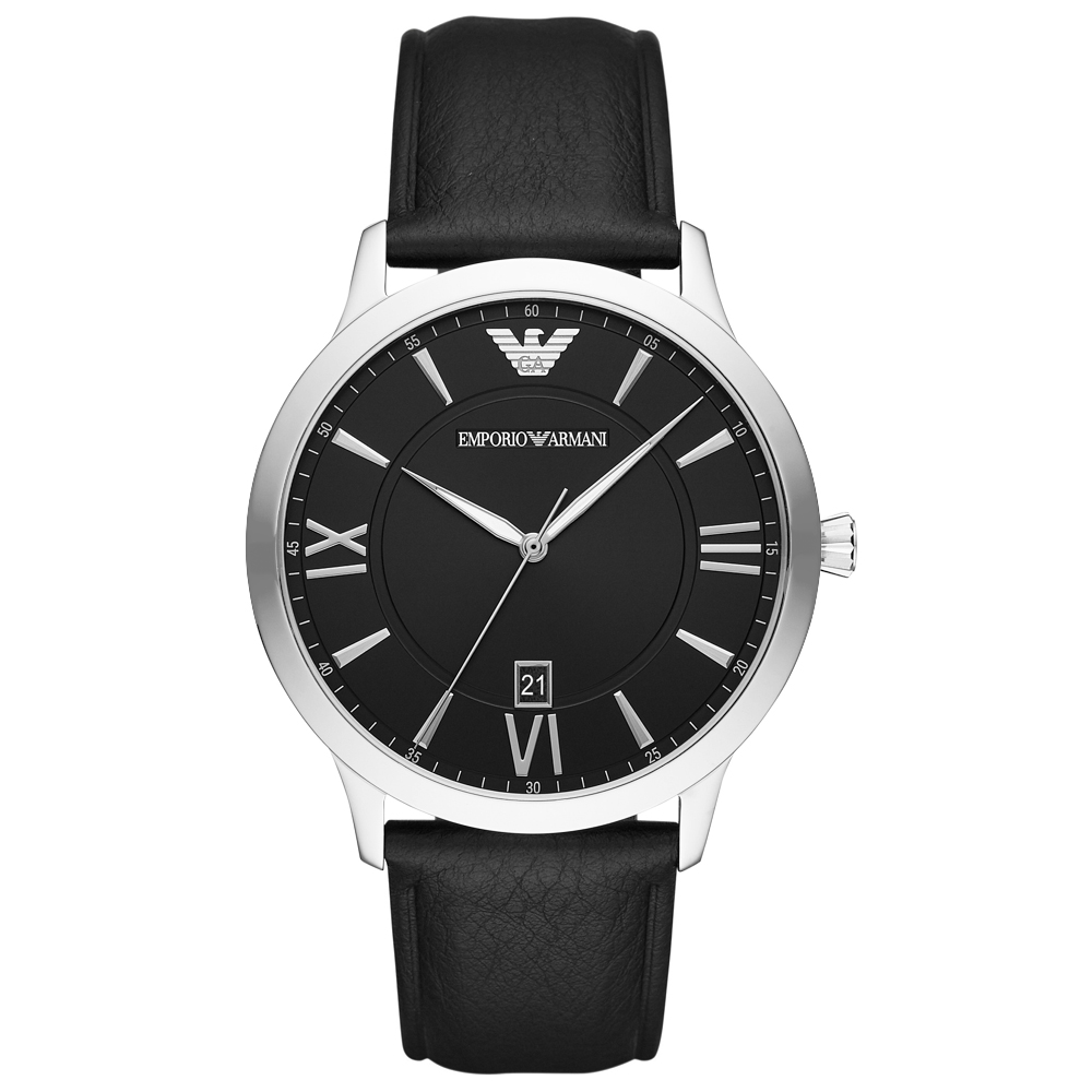RELOJ HOMBRE ANÁLOGO EMPORIO ARMANI GIOVANNI AR11210 FECHA ACERO INOXIDABLE CORREA CUERO NEGRO - 1