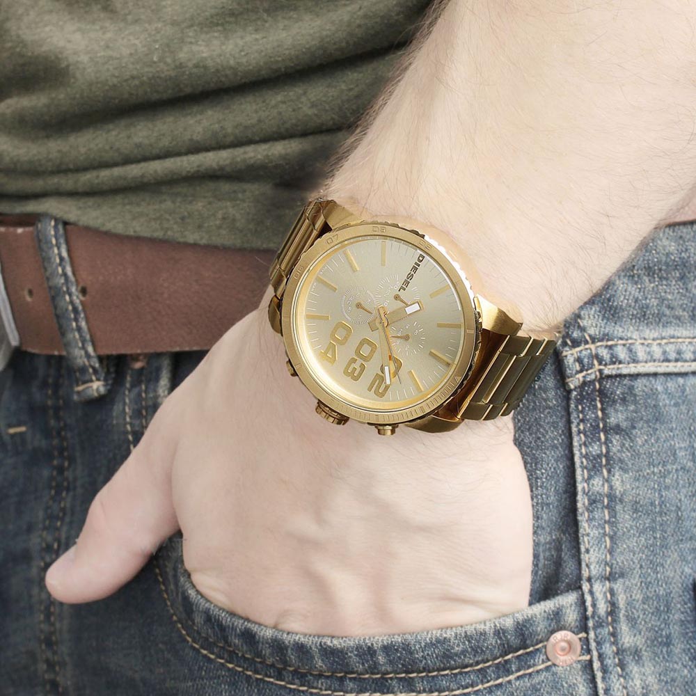 RELOJ HOMBRE ANÁLOGO DIESEL DOUBLE DOWN DZ4268 CRONÓMETRO ACERO INOXIDABLE DORADO - 3