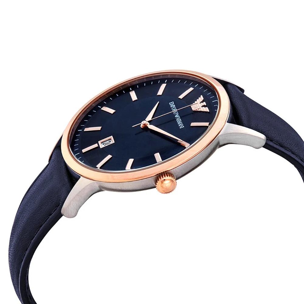 RELOJ HOMBRE ANÁLOGO EMPORIO ARMANI RENATO AR11188 FECHA ACERO INOXIDABLE CORREA CUERO Y DIAL AZUL - 5
