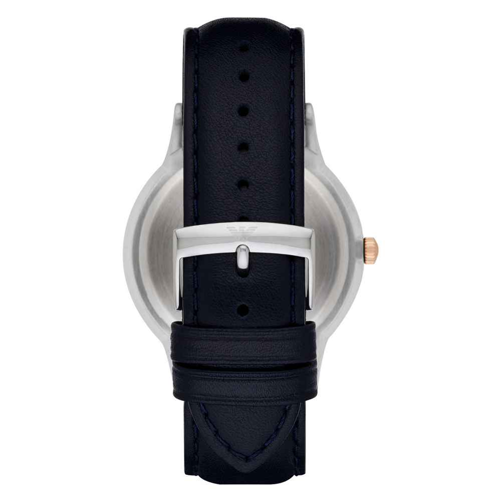 RELOJ HOMBRE ANÁLOGO EMPORIO ARMANI RENATO AR11188 FECHA ACERO INOXIDABLE CORREA CUERO Y DIAL AZUL - 6