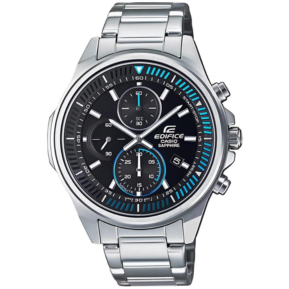 RELOJ HOMBRE ANÁLOGO CASIO EDIFICE EFR-S572D-1AV CRISTAL DE ZAFIRO FECHA CRONÓMETRO ACERO INOXIDABLE DIAL NEGRO - 1