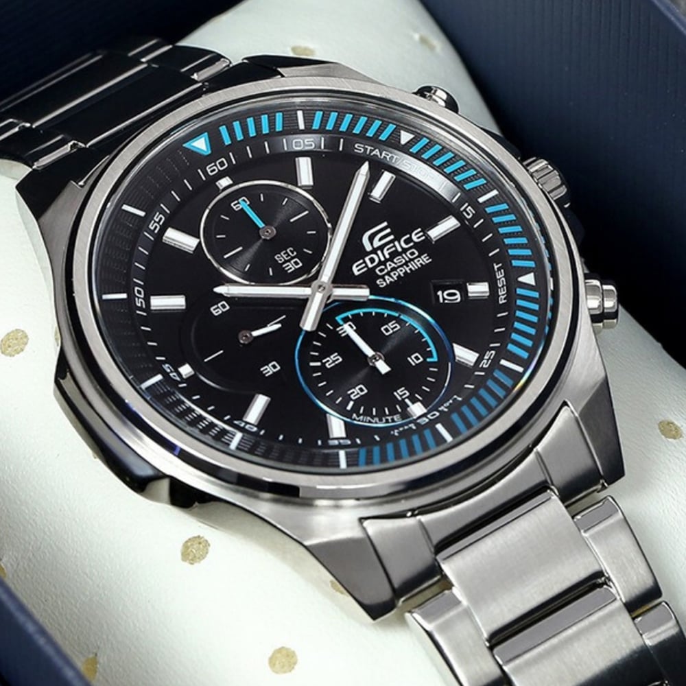 RELOJ HOMBRE ANÁLOGO CASIO EDIFICE EFR-S572D-1AV CRISTAL DE ZAFIRO FECHA CRONÓMETRO ACERO INOXIDABLE DIAL NEGRO - 2