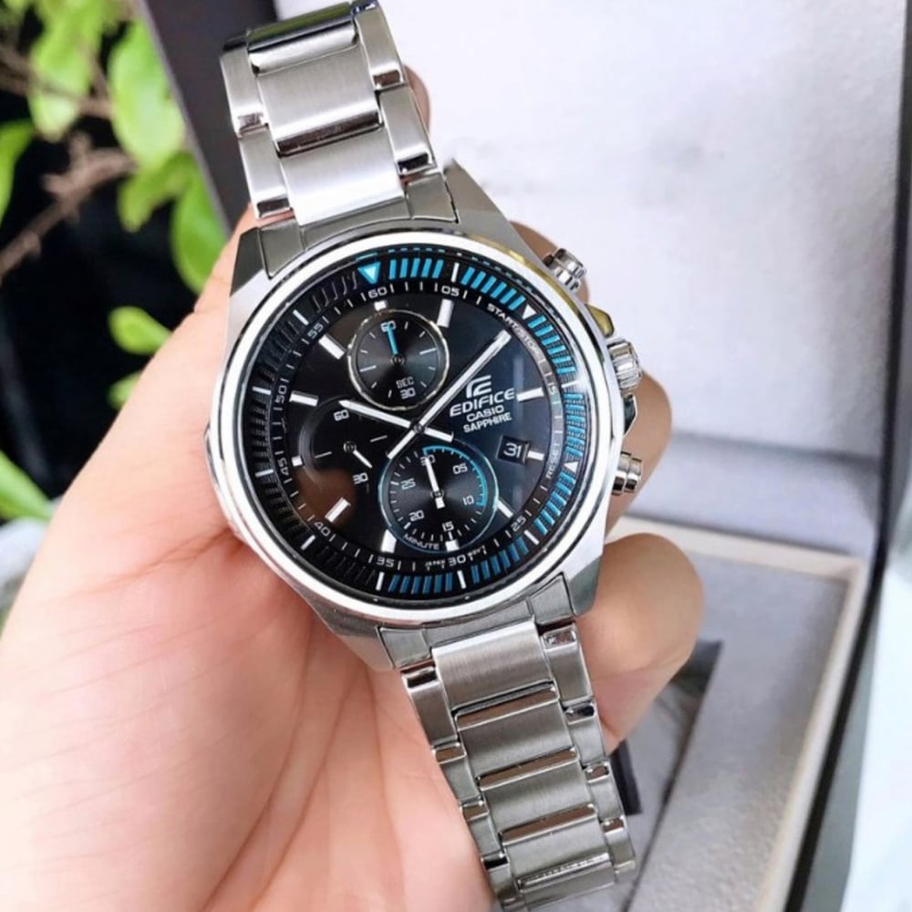 RELOJ HOMBRE ANÁLOGO CASIO EDIFICE EFR-S572D-1AV CRISTAL DE ZAFIRO FECHA CRONÓMETRO ACERO INOXIDABLE DIAL NEGRO - 3