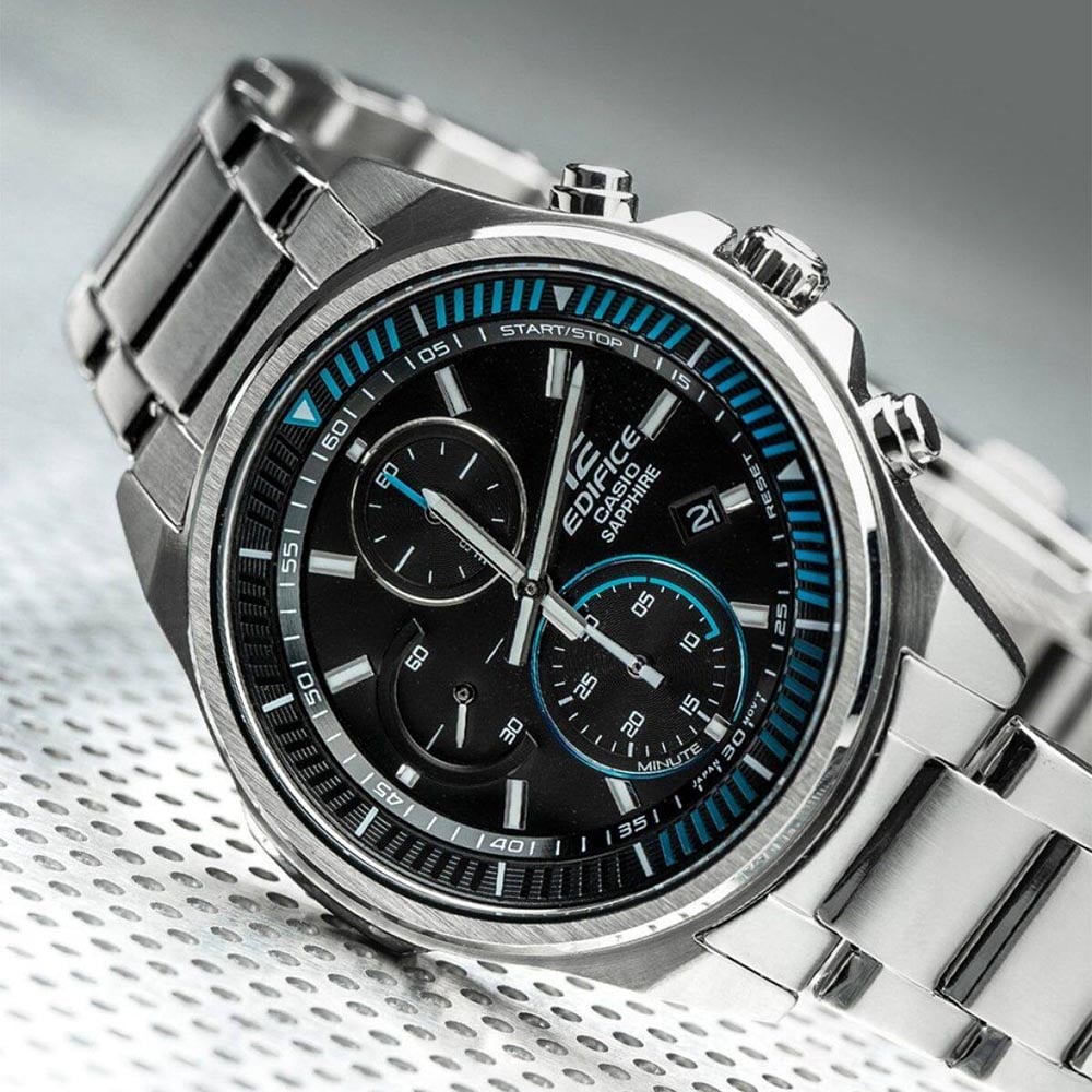 RELOJ HOMBRE ANÁLOGO CASIO EDIFICE EFR-S572D-1AV CRISTAL DE ZAFIRO FECHA CRONÓMETRO ACERO INOXIDABLE DIAL NEGRO - 4