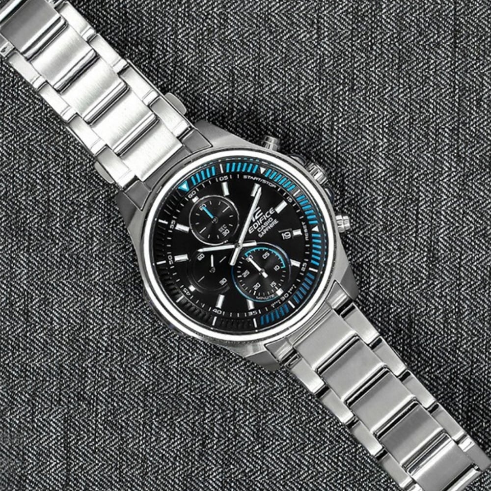 RELOJ HOMBRE ANÁLOGO CASIO EDIFICE EFR-S572D-1AV CRISTAL DE ZAFIRO FECHA CRONÓMETRO ACERO INOXIDABLE DIAL NEGRO - 5