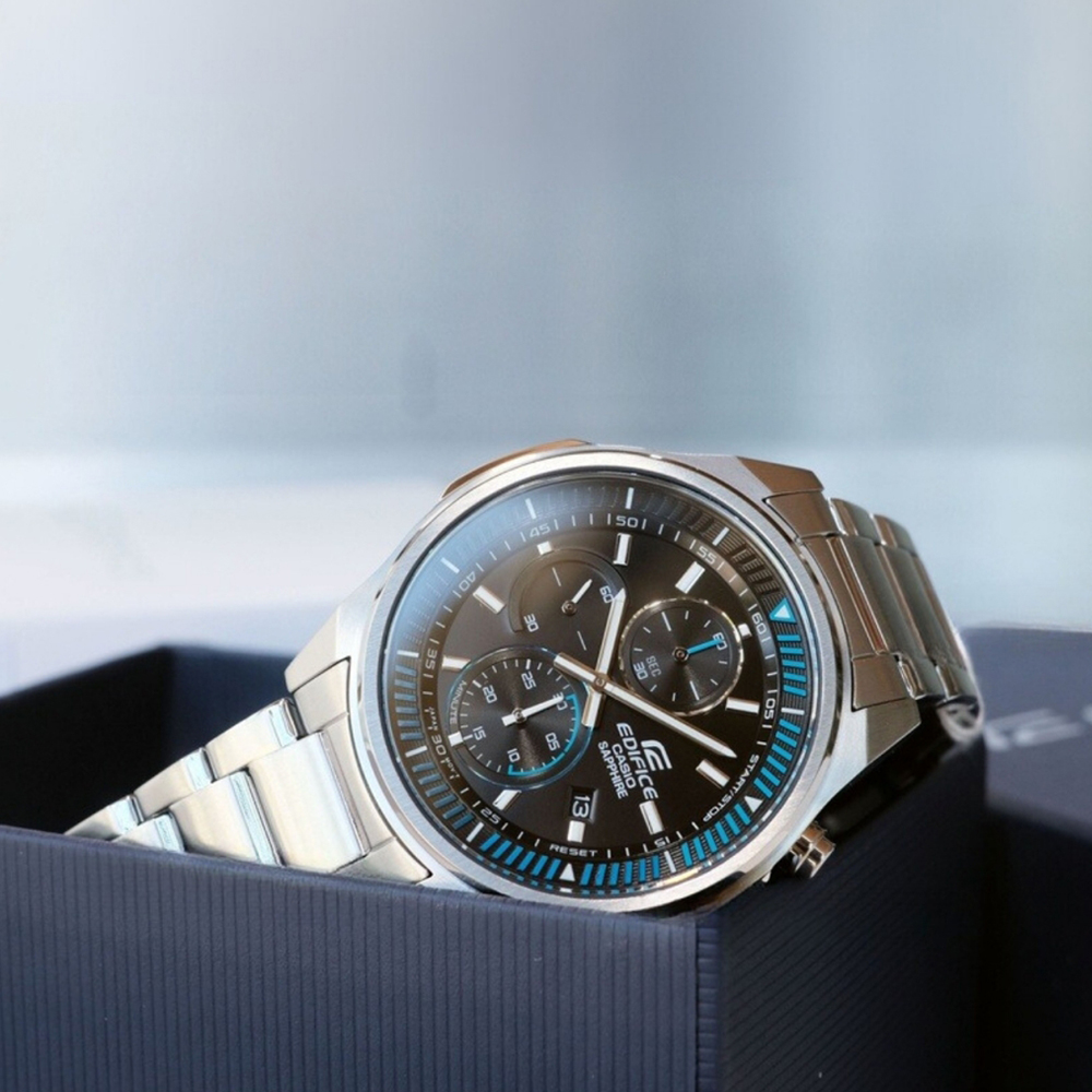 RELOJ HOMBRE ANÁLOGO CASIO EDIFICE EFR-S572D-1AV CRISTAL DE ZAFIRO FECHA CRONÓMETRO ACERO INOXIDABLE DIAL NEGRO - 7