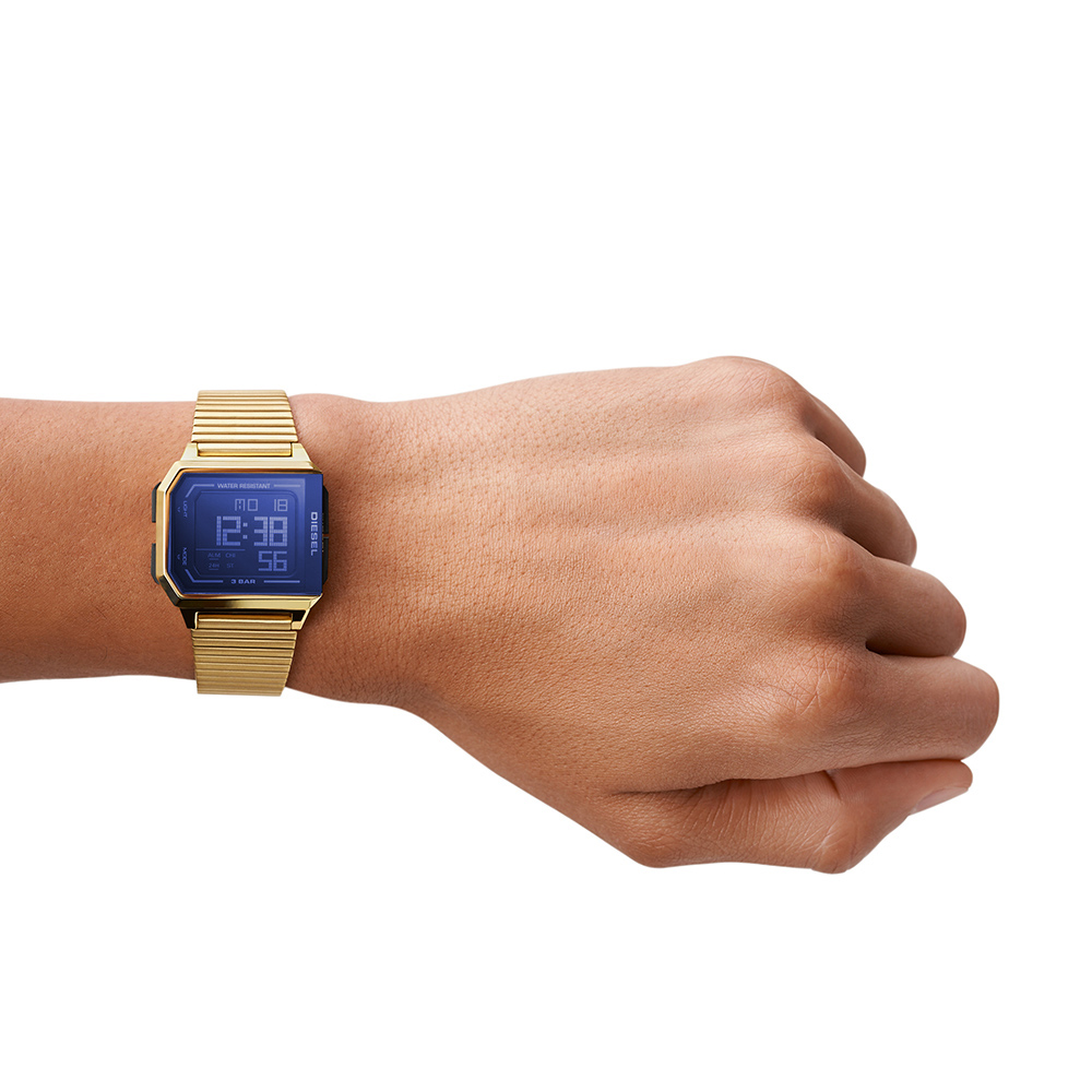 RELOJ HOMBRE DIGITAL DIESEL CHOPPED DZ1969 ACERO INOXIDABLE DORADO LUZ DE FONDO - 4