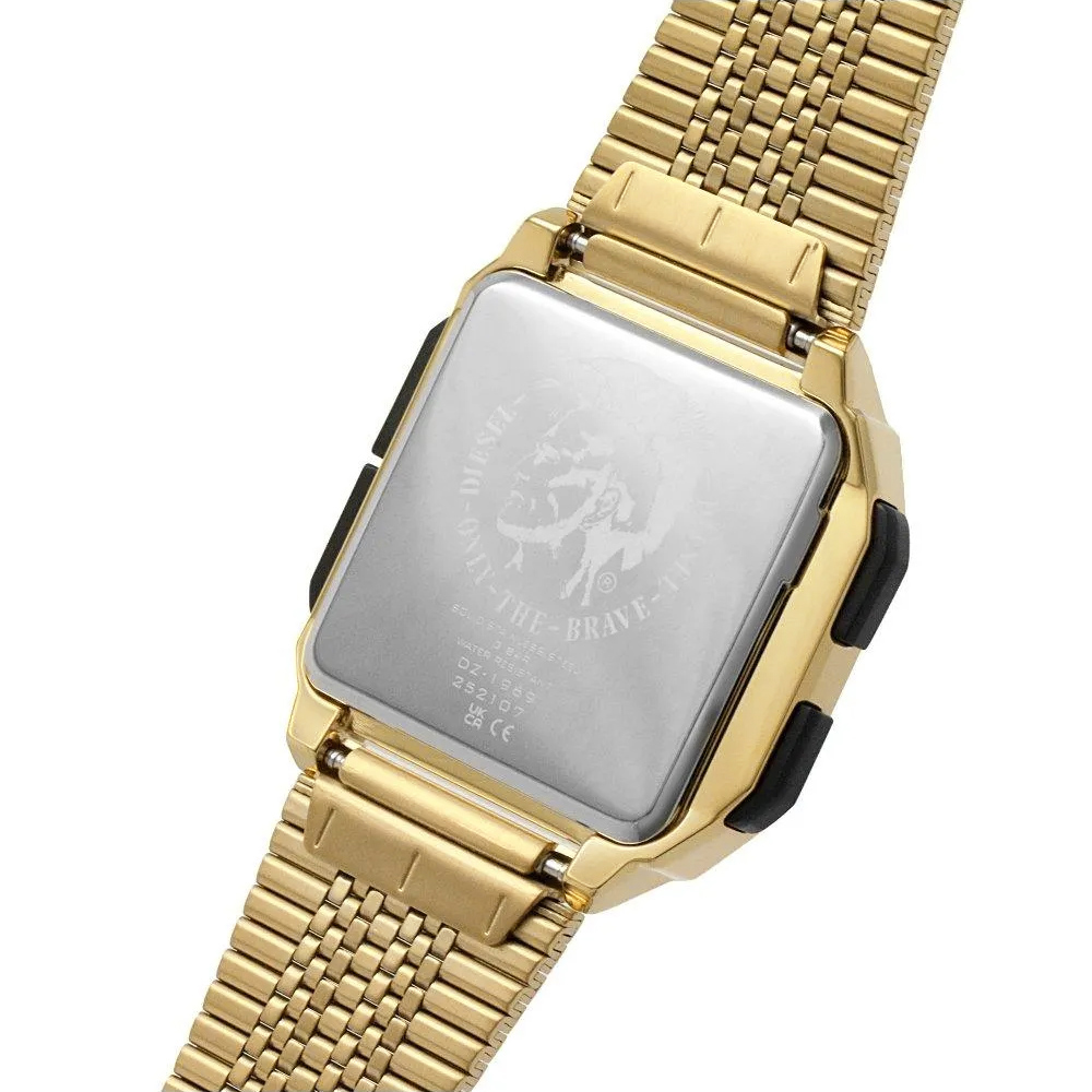 RELOJ HOMBRE DIGITAL DIESEL CHOPPED DZ1969 ACERO INOXIDABLE DORADO LUZ DE FONDO - 6