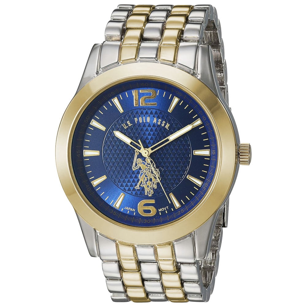 RELOJ HOMBRE ANÁLOGO U.S. POLO ASSN. USC80466 PLATEADO DORADO DIAL AZUL - 1