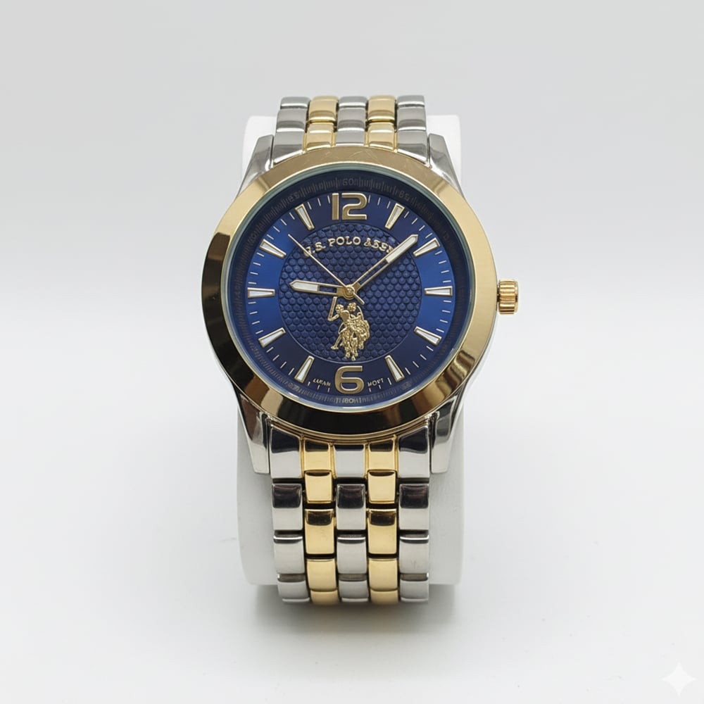 RELOJ HOMBRE ANÁLOGO U.S. POLO ASSN. USC80466 PLATEADO DORADO DIAL AZUL - 2