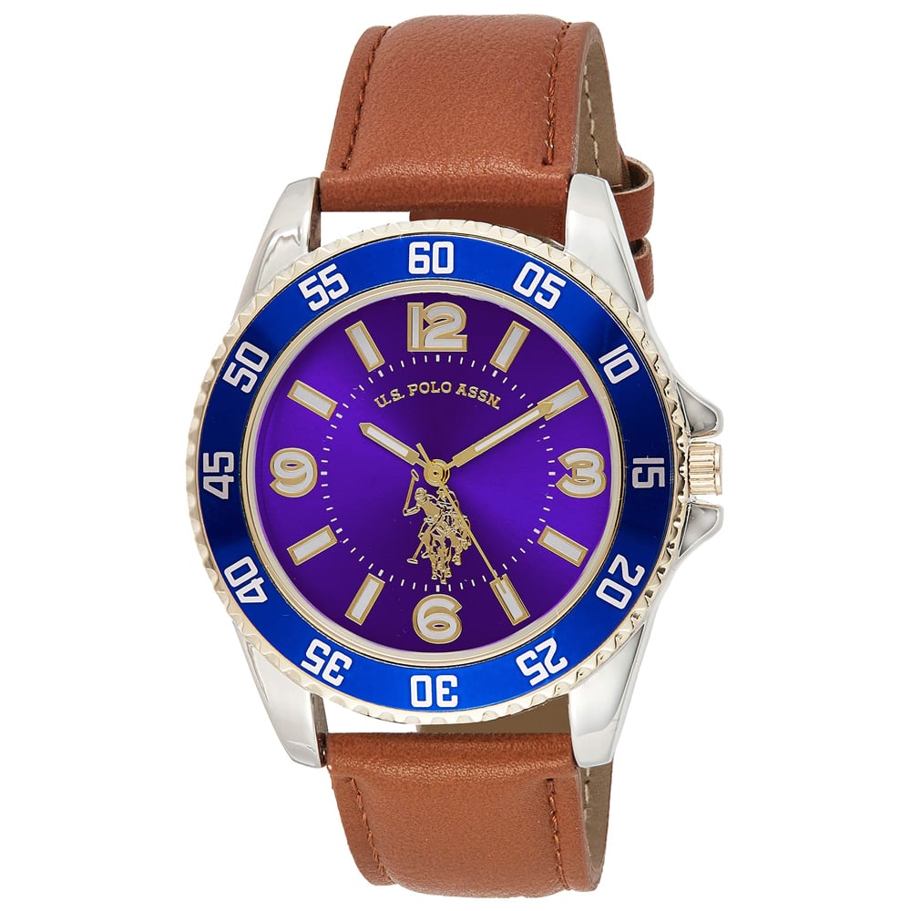 RELOJ U.S. POLO ASSN. USC50479 ANÁLOGO PARA HOMBRE CORREA MARRÓN DIAL MORADO - 1