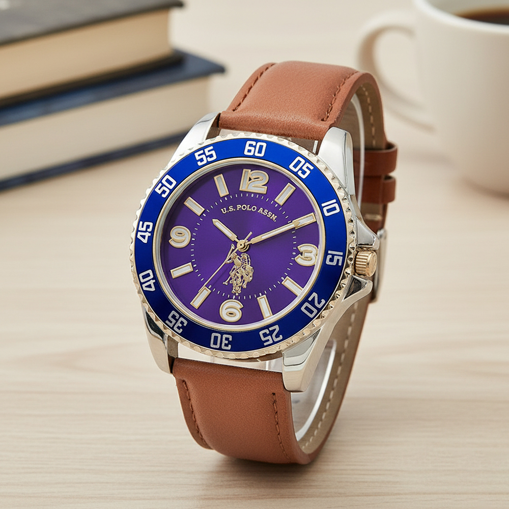 RELOJ U.S. POLO ASSN. USC50479 ANÁLOGO PARA HOMBRE CORREA MARRÓN DIAL MORADO - 2