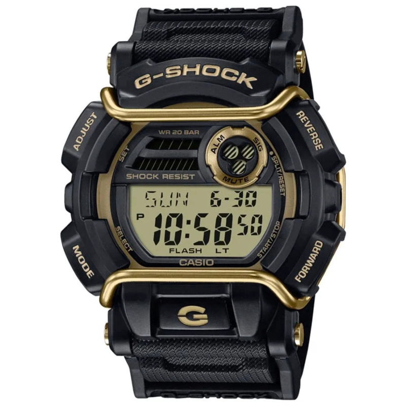 RELOJ CASIO G-SHOCK GD-400GB-1B2 DIGITAL PARA HOMBRE LUZ LED RESINA NEGRO ACERO DORADO - 1