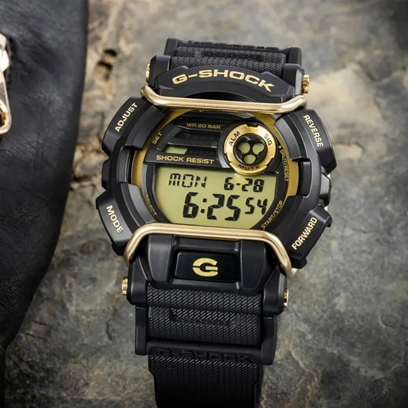 RELOJ CASIO G-SHOCK GD-400GB-1B2 DIGITAL PARA HOMBRE LUZ LED RESINA NEGRO ACERO DORADO - 3