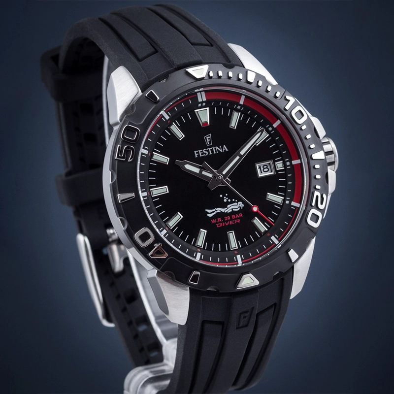 RELOJ FESTINA THE ORIGINALS F20462/2 PARA HOMBRE FECHA ACERO INOXIDABLE CORREA DE SILICONA Y DIAL NEGRO - 3