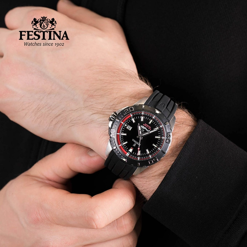 RELOJ FESTINA THE ORIGINALS F20462/2 PARA HOMBRE FECHA ACERO INOXIDABLE CORREA DE SILICONA Y DIAL NEGRO - 5
