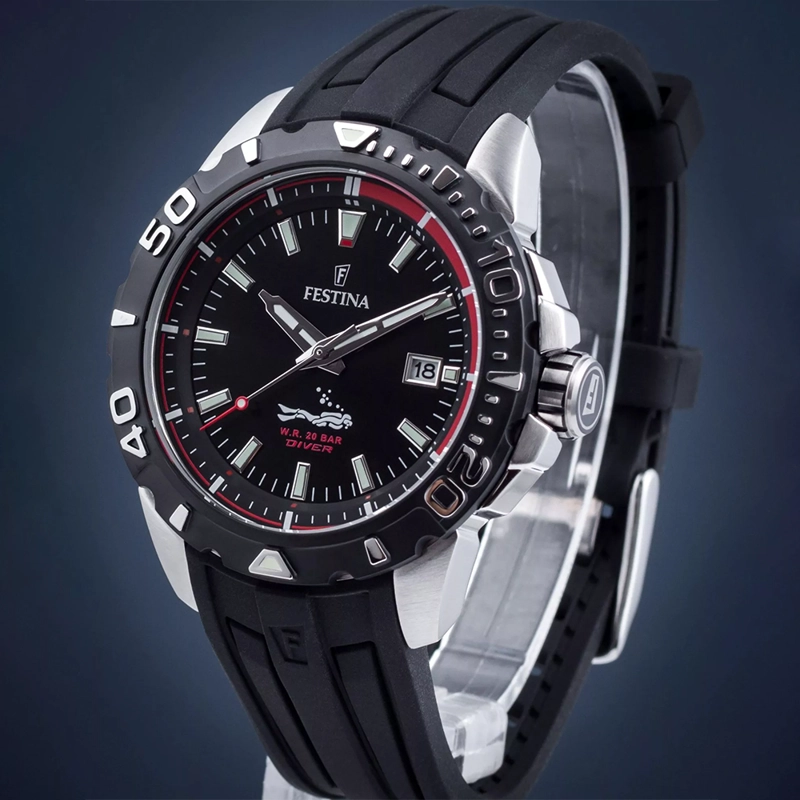 RELOJ FESTINA THE ORIGINALS F20462/2 PARA HOMBRE FECHA ACERO INOXIDABLE CORREA DE SILICONA Y DIAL NEGRO - 6