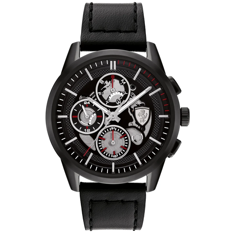 RELOJ FERRARI GRAND TOUR 0830829 PARA HOMBRE MULTIFUNCIONAL  ACERO INOXIDABLE CORREA CUERO NEGRO - 1