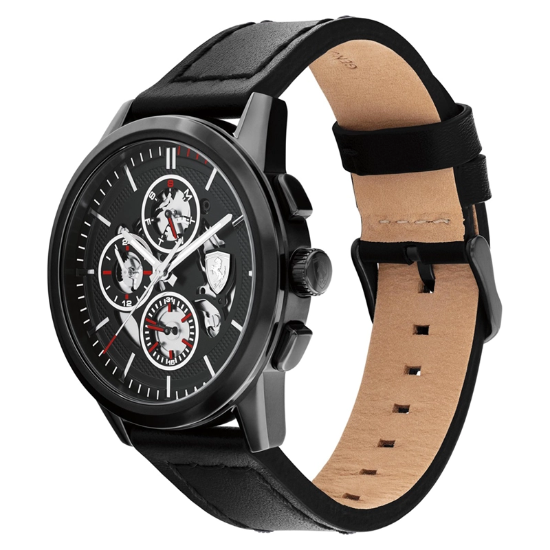 RELOJ FERRARI GRAND TOUR 0830829 PARA HOMBRE MULTIFUNCIONAL  ACERO INOXIDABLE CORREA CUERO NEGRO - 2