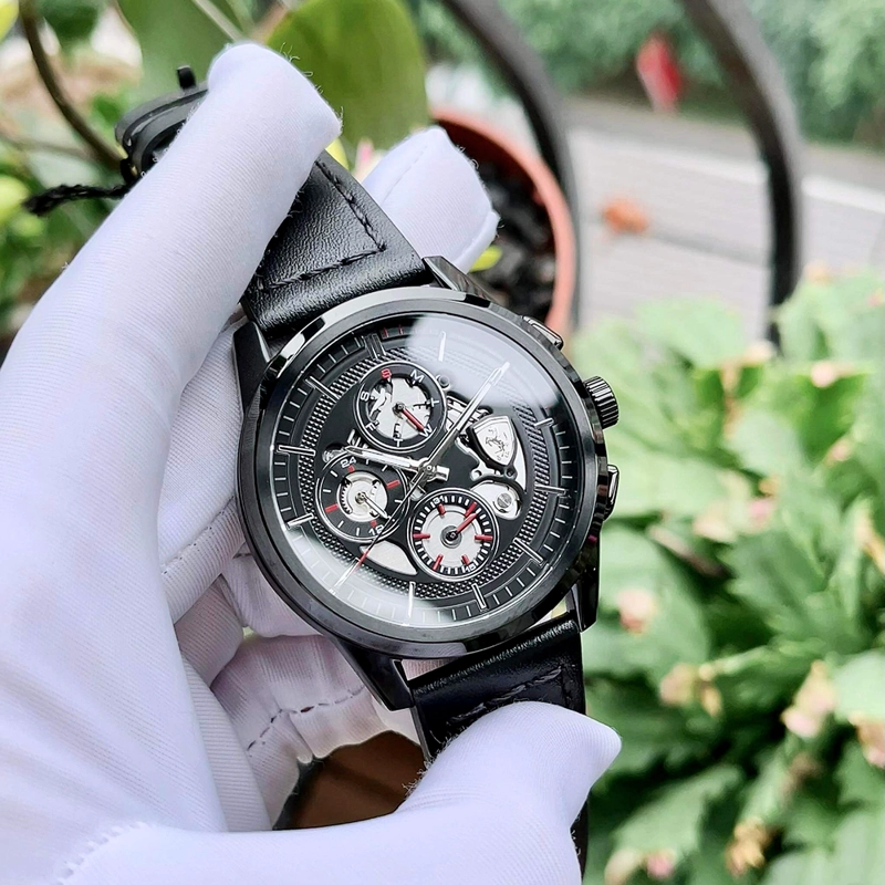 RELOJ FERRARI GRAND TOUR 0830829 PARA HOMBRE MULTIFUNCIONAL  ACERO INOXIDABLE CORREA CUERO NEGRO - 3