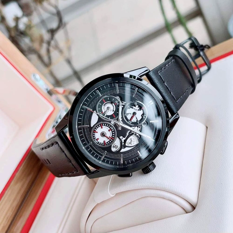 RELOJ FERRARI GRAND TOUR 0830829 PARA HOMBRE MULTIFUNCIONAL  ACERO INOXIDABLE CORREA CUERO NEGRO - 5