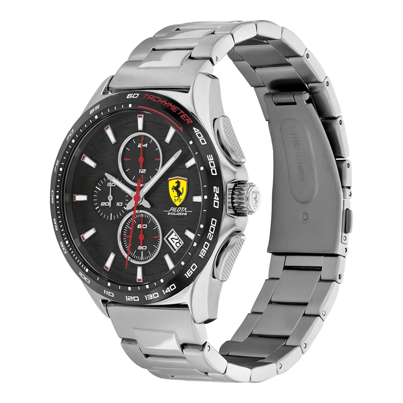 RELOJ FERRARI PILOTA EVO 0830881 PARA HOMBRE FECHA CRONÓMETRO ACERO INOXIDABLE DIAL NEGRO - 2