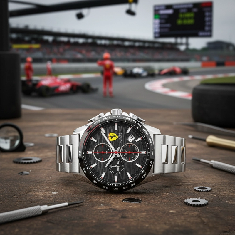 RELOJ FERRARI PILOTA EVO 0830881 PARA HOMBRE FECHA CRONÓMETRO ACERO INOXIDABLE DIAL NEGRO - 3