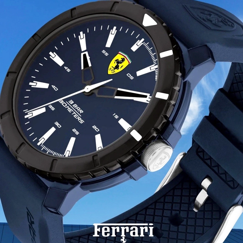 RELOJ FERRARI FORZA EVO 0830904 PARA HOMBRE CORREA DE SILICONA Y DIAL AZUL - 4