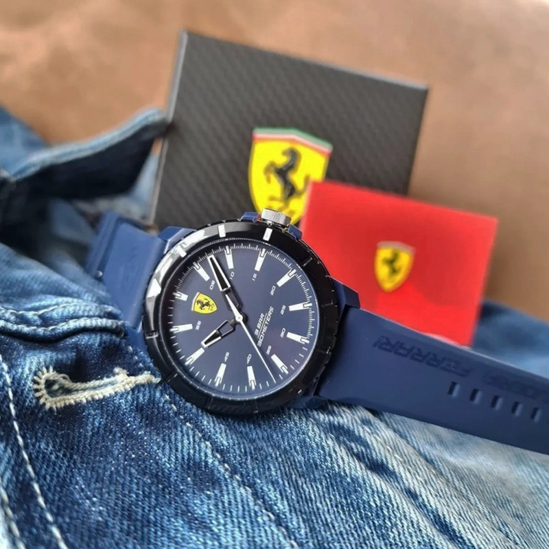 RELOJ FERRARI FORZA EVO 0830904 PARA HOMBRE CORREA DE SILICONA Y DIAL AZUL - 5