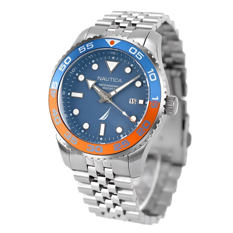 RELOJ NAUTICA PACIFIC BEACH NAPPBF146 SET 2 CORREAS PARA HOMBRE FECHA ACERO INOXIDABLE Y SILICONA - 4