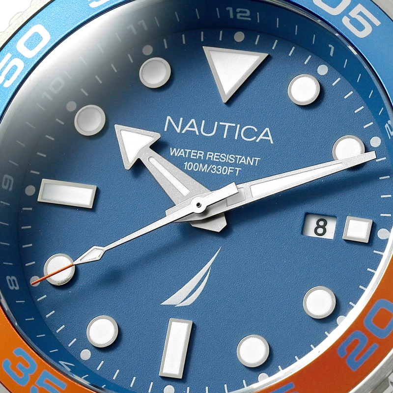 RELOJ NAUTICA PACIFIC BEACH NAPPBF146 SET 2 CORREAS PARA HOMBRE FECHA ACERO INOXIDABLE Y SILICONA - 5