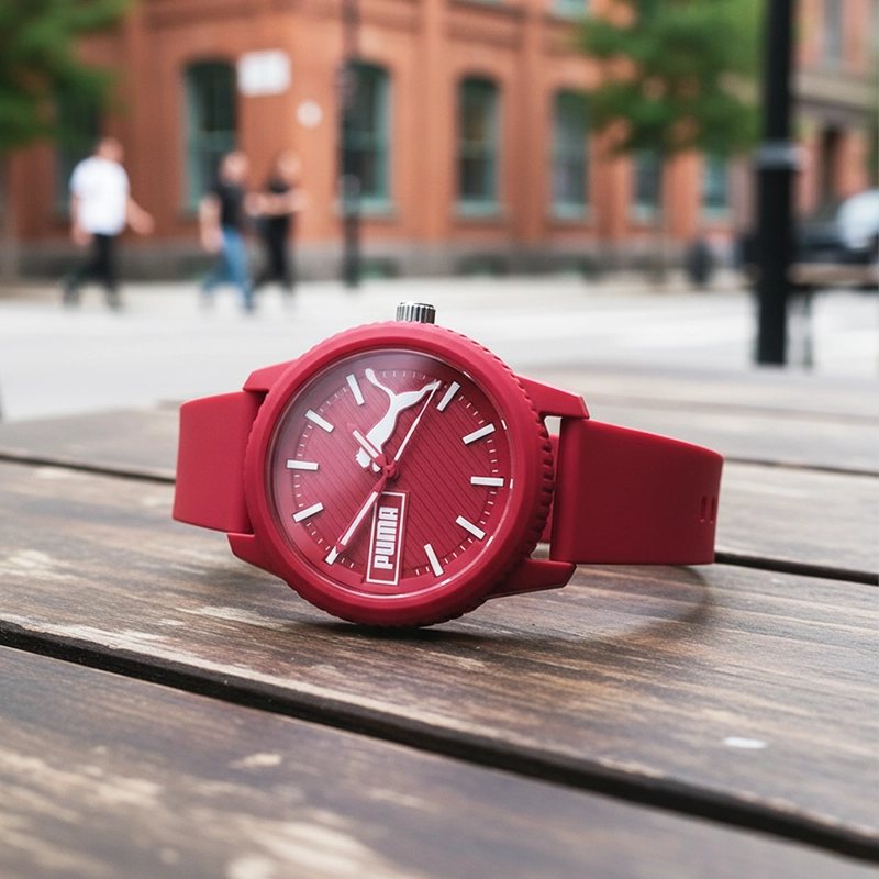 RELOJ PUMA ULTRAFRESH P5083 PARA HOMBRE CORREA SILICONA ROJO - 4
