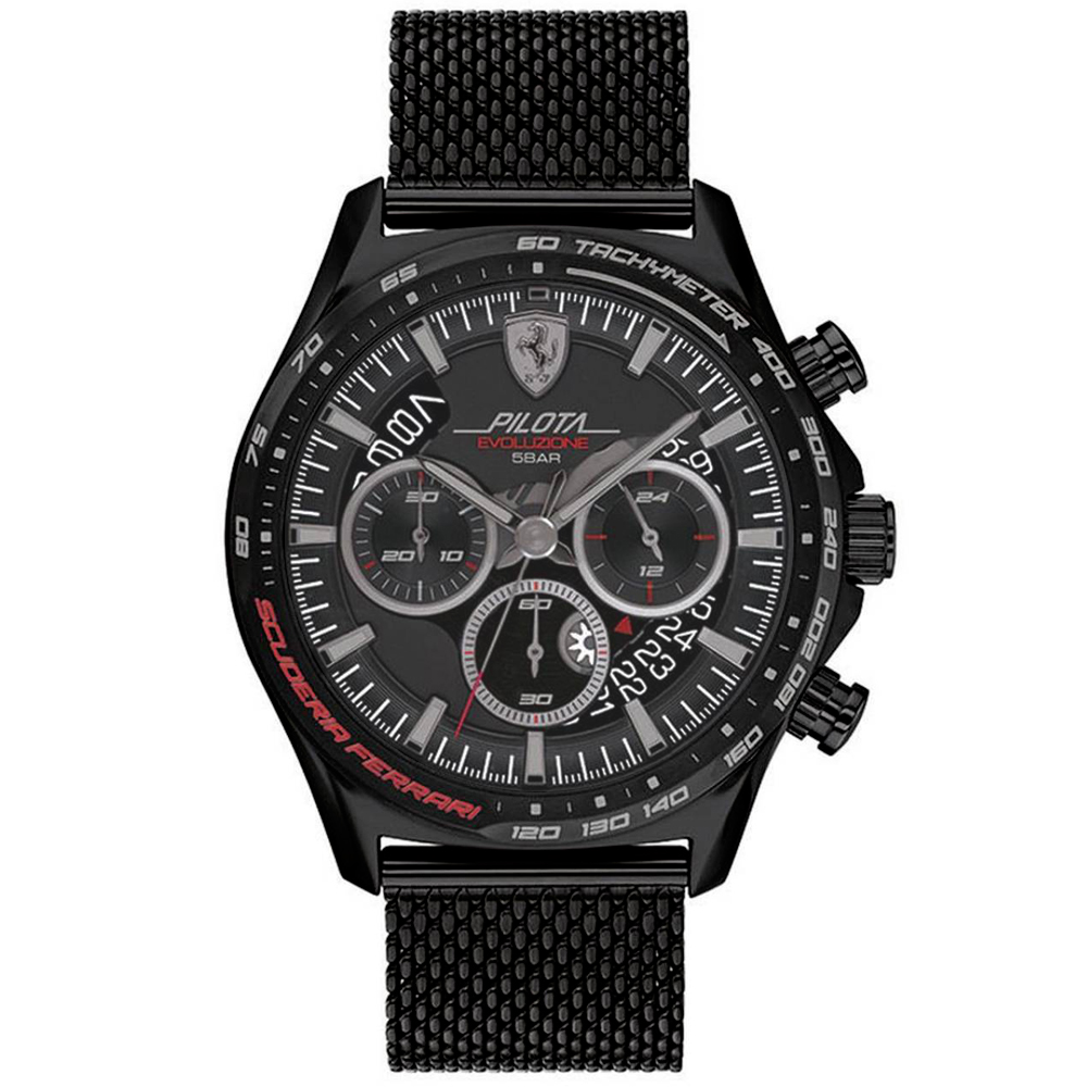 RELOJ HOMBRE ANÁLOGO FERRARI PILOTA EVO 0830827 FECHA CRONÓMETRO ACERO INOXIDABLE NEGRO - 1