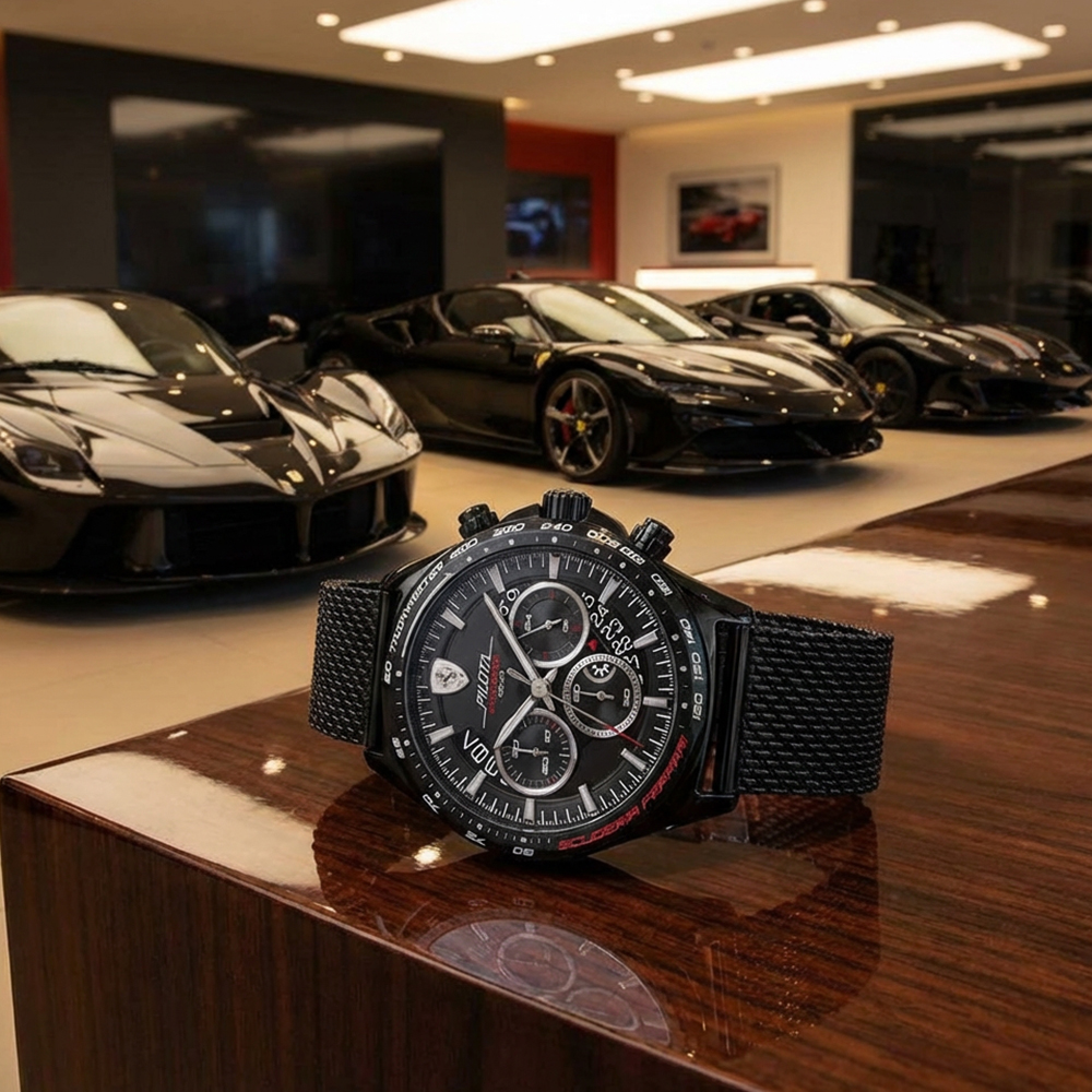 RELOJ HOMBRE ANÁLOGO FERRARI PILOTA EVO 0830827 FECHA CRONÓMETRO ACERO INOXIDABLE NEGRO - 3