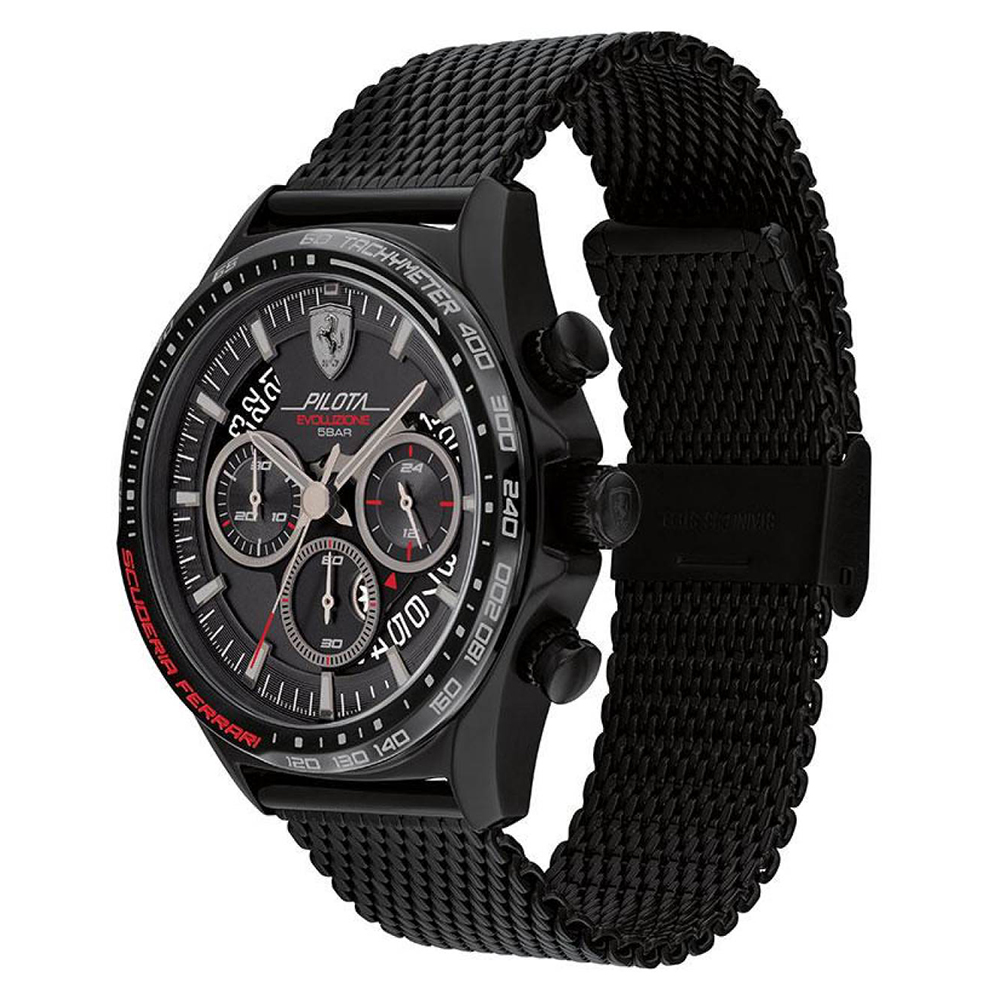 RELOJ HOMBRE ANÁLOGO FERRARI PILOTA EVO 0830827 FECHA CRONÓMETRO ACERO INOXIDABLE NEGRO - 4