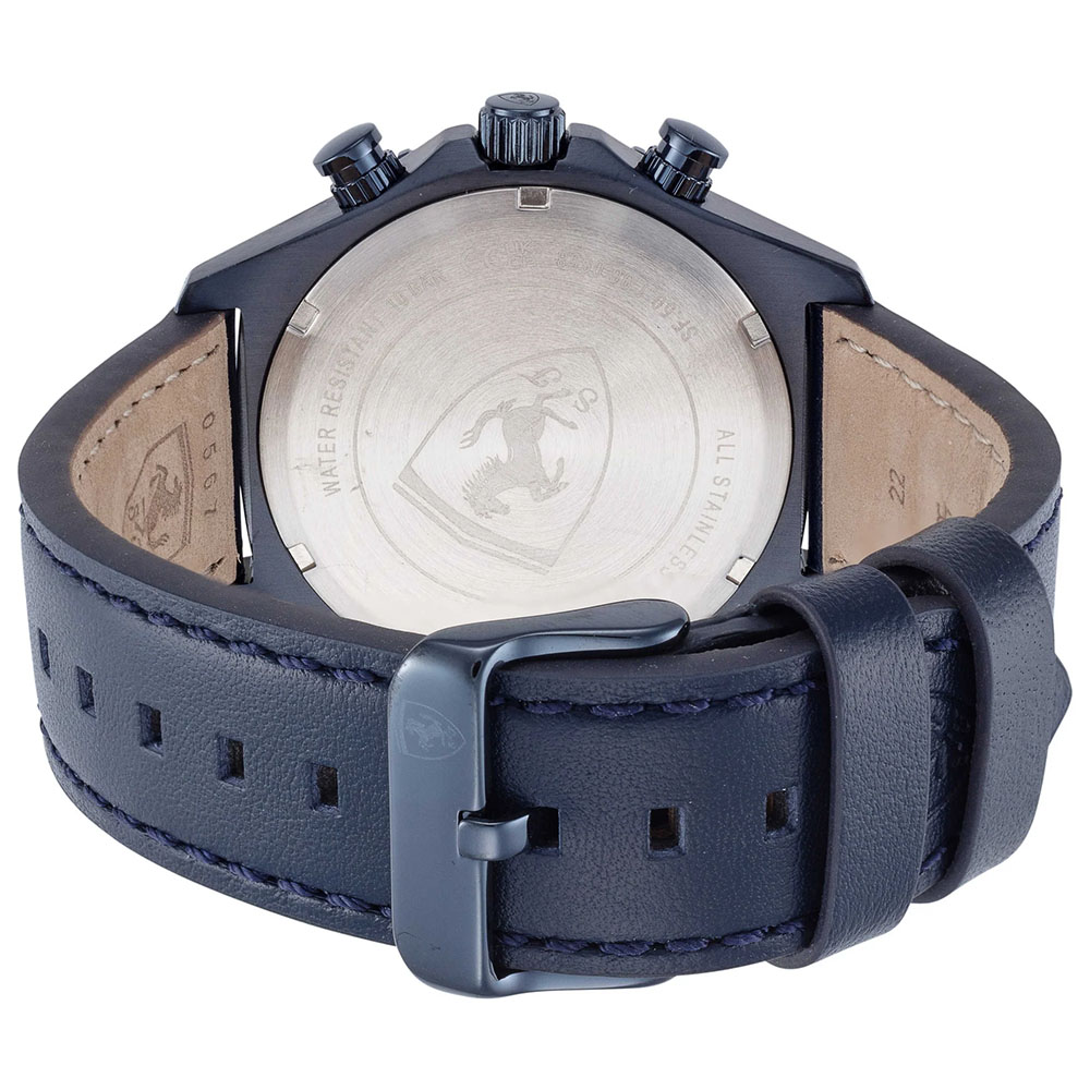 RELOJ HOMBRE ANÁLOGO FERRARI PILOTA EVO 0830774 FECHA CRONÓMETRO ACERO INOXIDABLE Y CORREA DE CUERO AZUL - 6