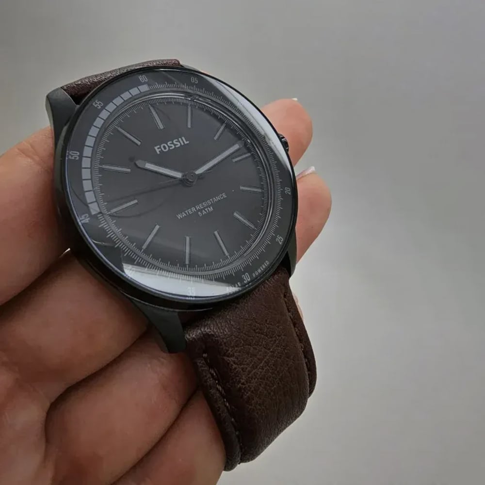 RELOJ FOSSIL SULLIVAN BQ2666 SOLAR ANÁLOGO HOMBRE CORREA DE CUERO MARRON DIAL NEGRO - 2
