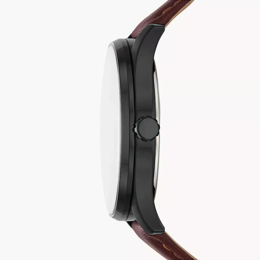 RELOJ FOSSIL SULLIVAN BQ2666 SOLAR ANÁLOGO HOMBRE CORREA DE CUERO MARRON DIAL NEGRO - 4