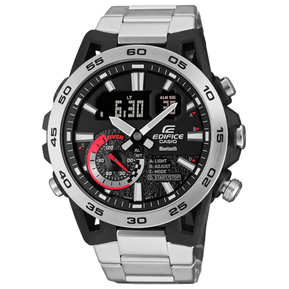RELOJ HOMBRE CASIO EDIFICE CARBONO ECB-40D-1A BLUETOOTH DIGITAL ANÁLOGO LUZ LED CORREA DE ACERO INXODABLE - 1