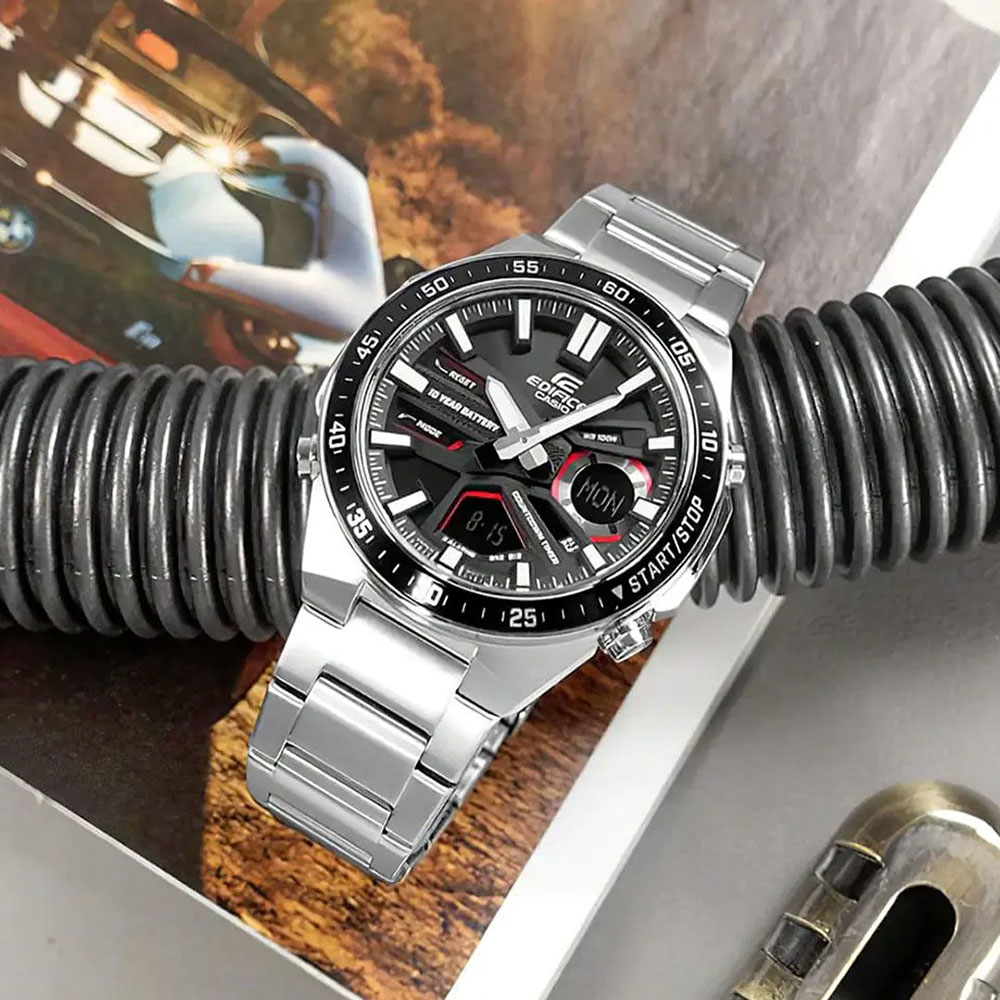 RELOJ HOMBRE CASIO EDIFICE EFV-C110D-1A4V DIGITAL ANALÓGICO ACERO INOXIDABLE DIAL NEGRO - 4