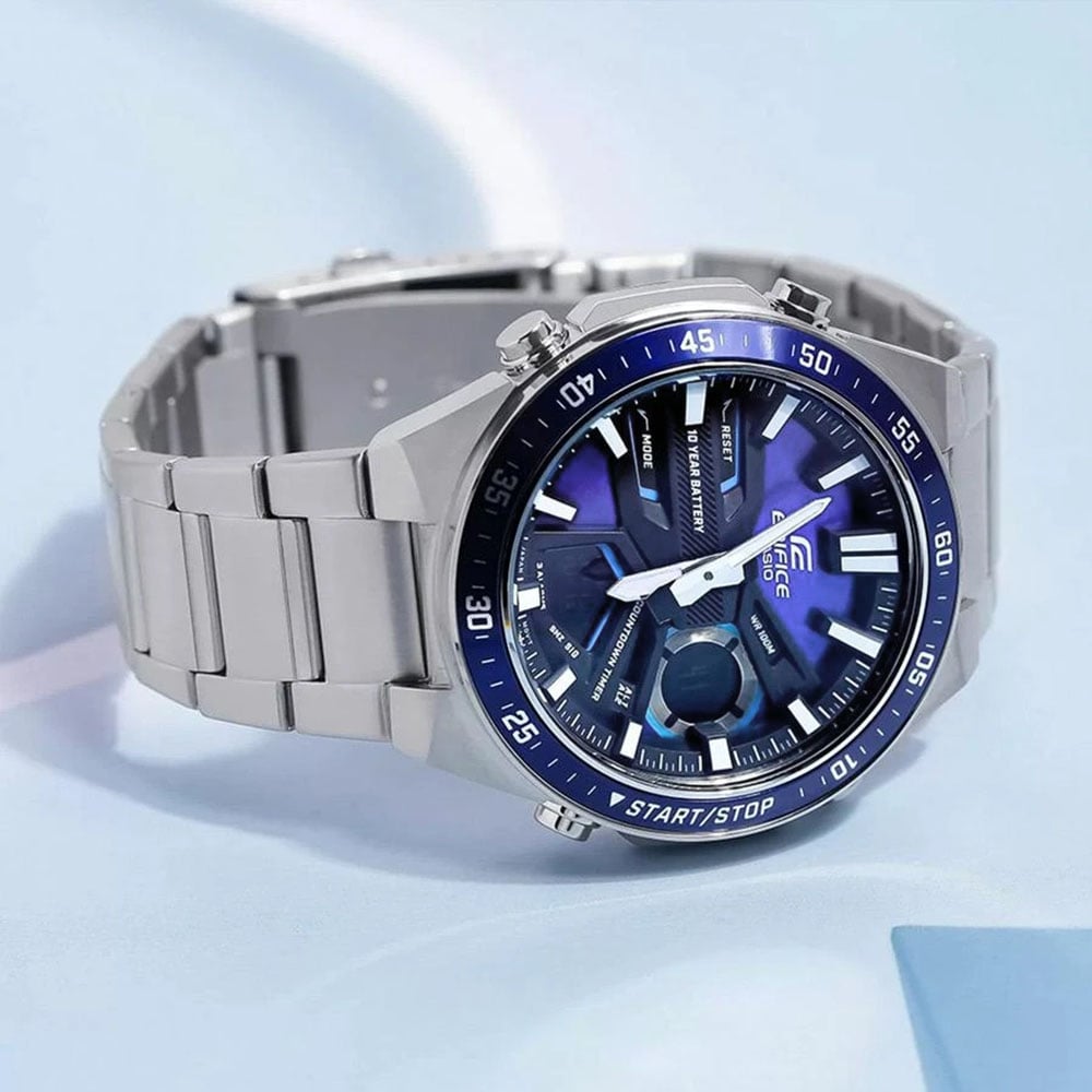 RELOJ HOMBRE CASIO EDIFICE EFV-C110D-2AV DIGITAL ANALÓGICO ACERO INOXIDABLE DIAL AZUL - 3