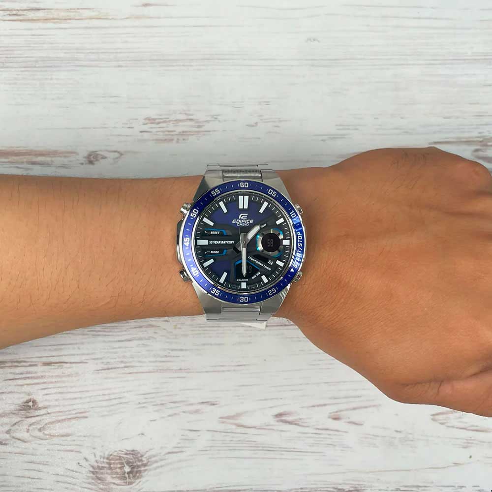 RELOJ HOMBRE CASIO EDIFICE EFV-C110D-2AV DIGITAL ANALÓGICO ACERO INOXIDABLE DIAL AZUL - 4