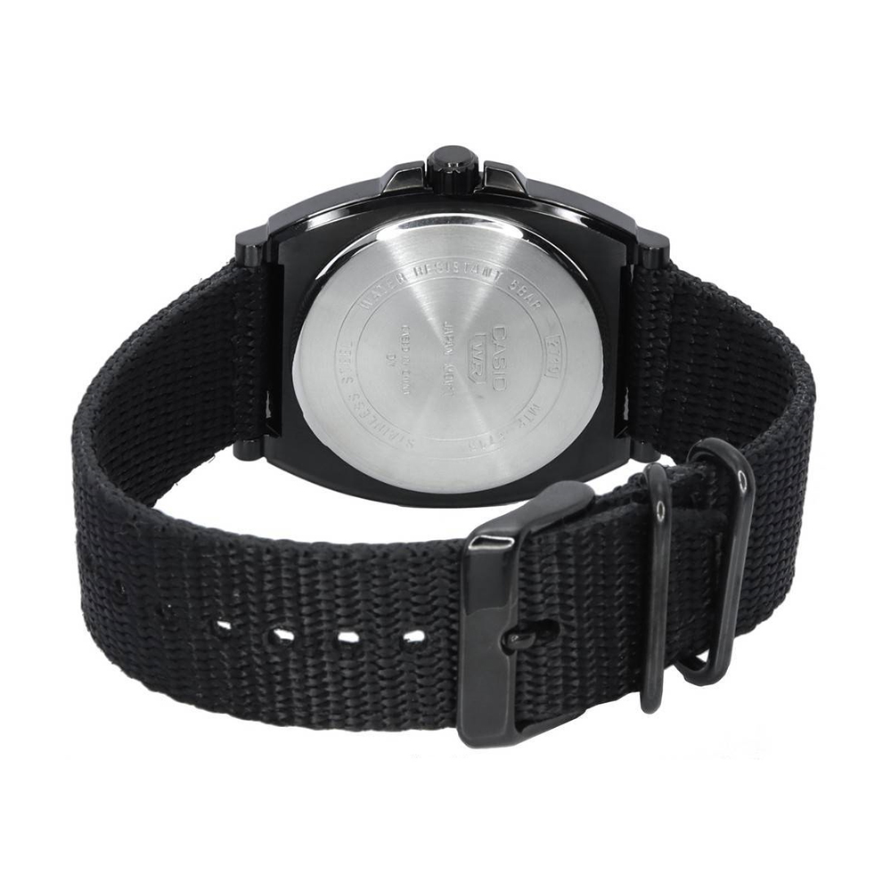 RELOJ HOMBRE CASIO MTP-E715C-8AV ANÁLOGO FECHA ACERO INOXIDABLE CORREA NYLON NEGRO DIAL GRIS - 7
