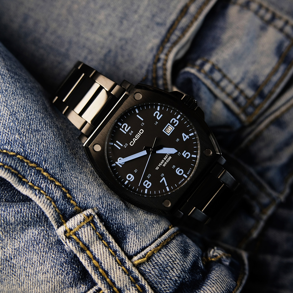 RELOJ HOMBRE CASIO MTP-E715D-1AV ANÁLOGO FECHA ACERO INOXIDABLE NEGRO - 4