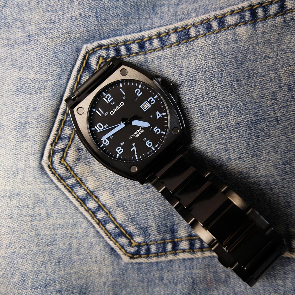 RELOJ HOMBRE CASIO MTP-E715D-1AV ANÁLOGO FECHA ACERO INOXIDABLE NEGRO - 5