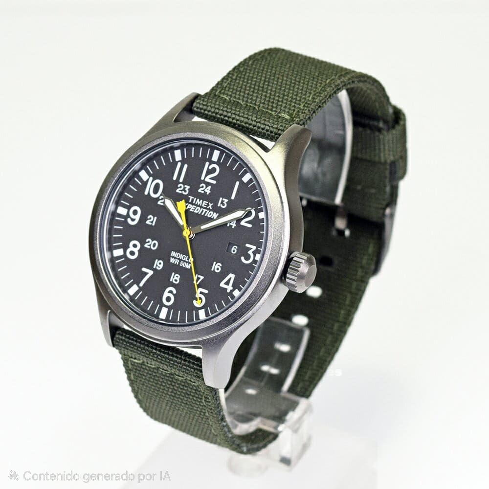 RELOJ TIMEX EXPEDITION SCOUT T49961 FECHA LUZ INDIGLO CORREA DE NYLON VERDE DIAL GRIS OSCURO - 2
