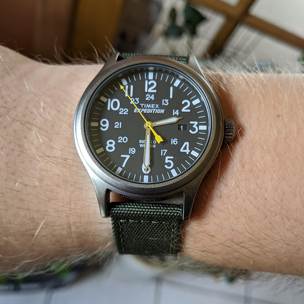 RELOJ TIMEX EXPEDITION SCOUT T49961 FECHA LUZ INDIGLO CORREA DE NYLON VERDE DIAL GRIS OSCURO - 3